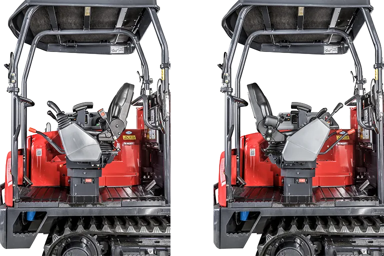 Asiento reversible del dumper Yanmar C30R-3 en sus dos posiciones