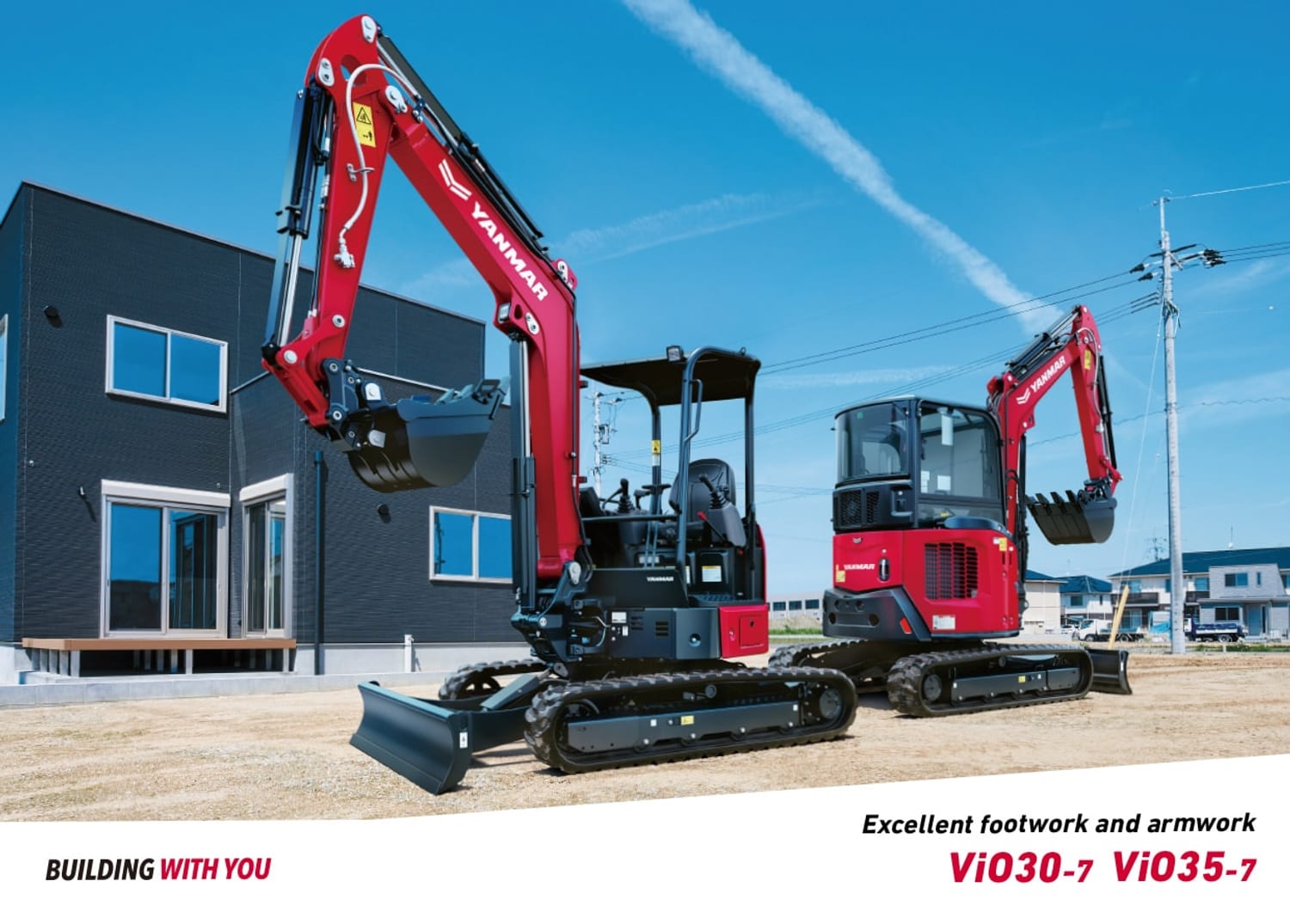 Miniexcavadora Yanmar ViO35 trabajando en obra de construcción