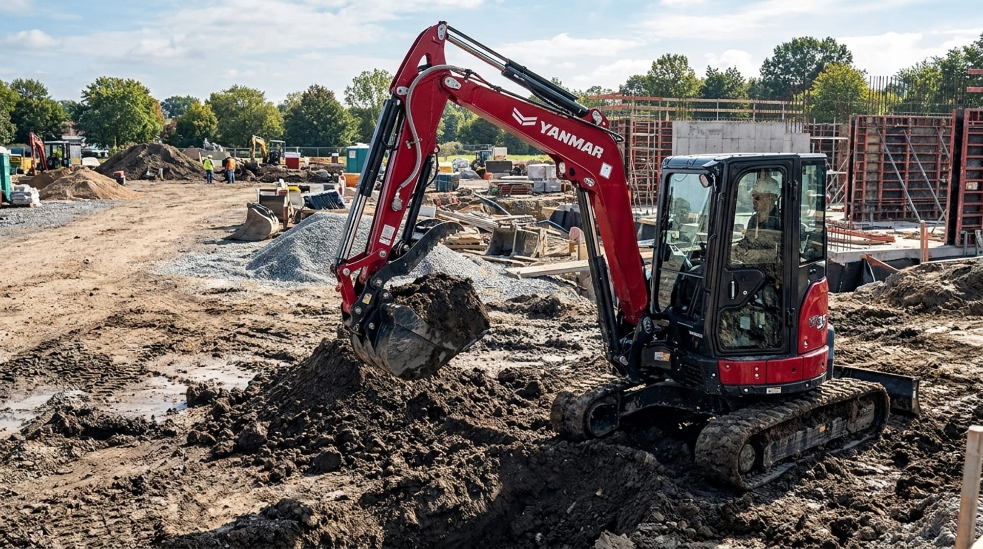 Miniexcavadora Yanmar ViO35 en Chile trabajando en una obra activa